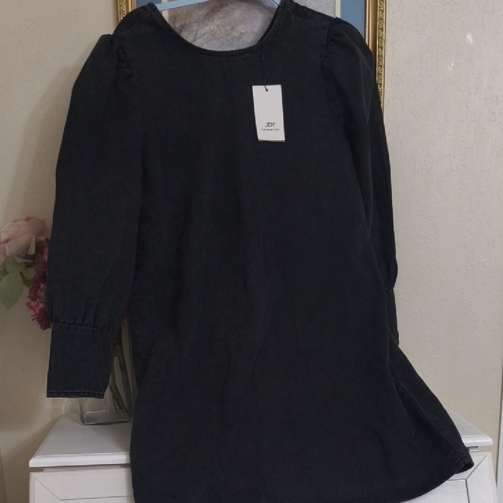 Black Denim Long Sleeve Dress - Picture 12 of 16